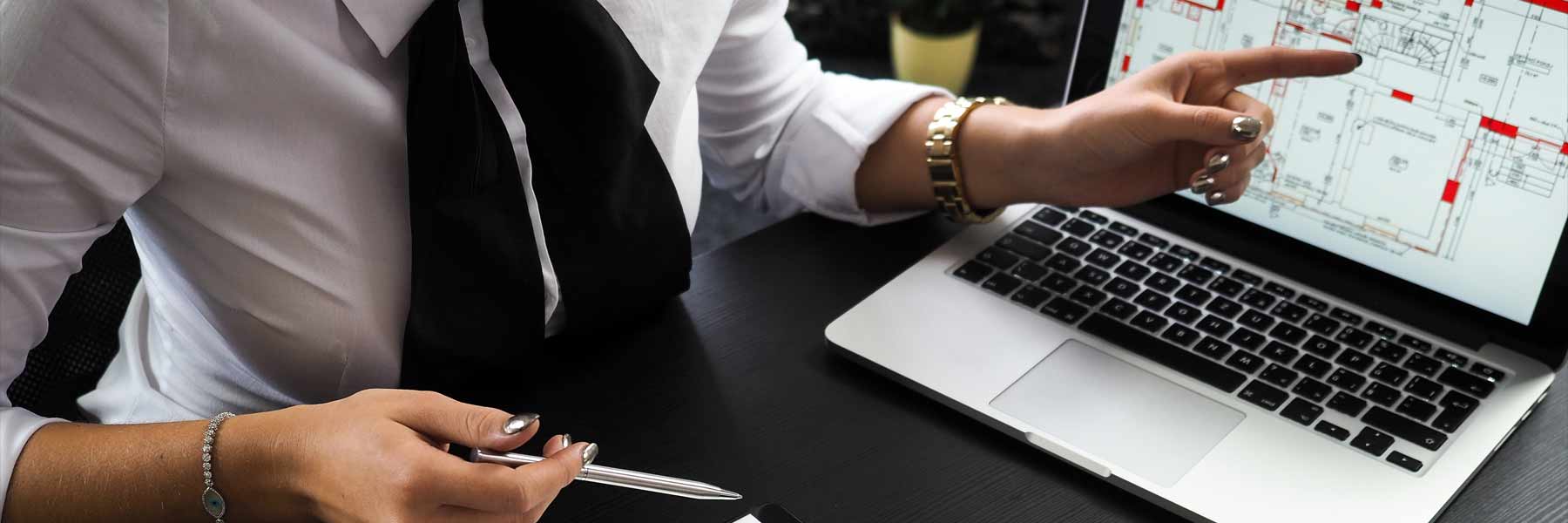 Architect businesswoman with laptop