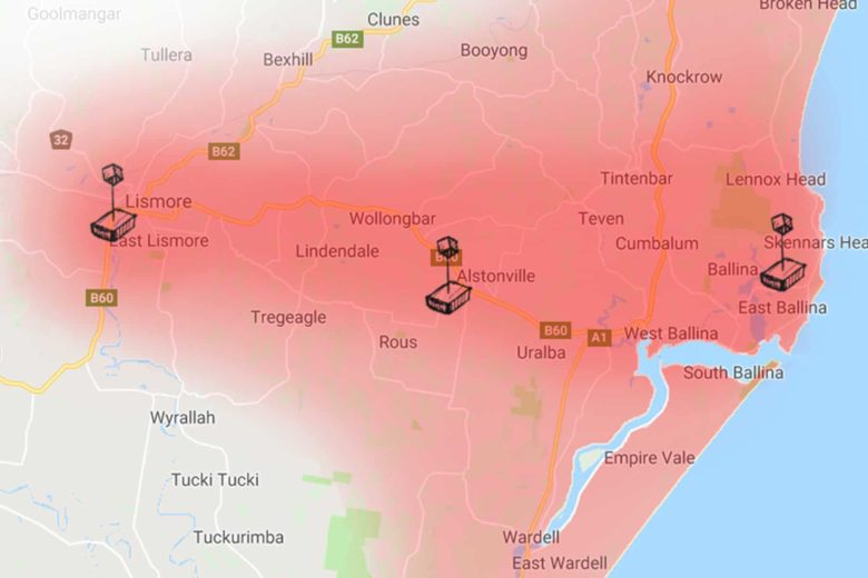 Gooroo Technical Services onsite computer repairs service map for Lismore, Ballina, Byron Bay NSW