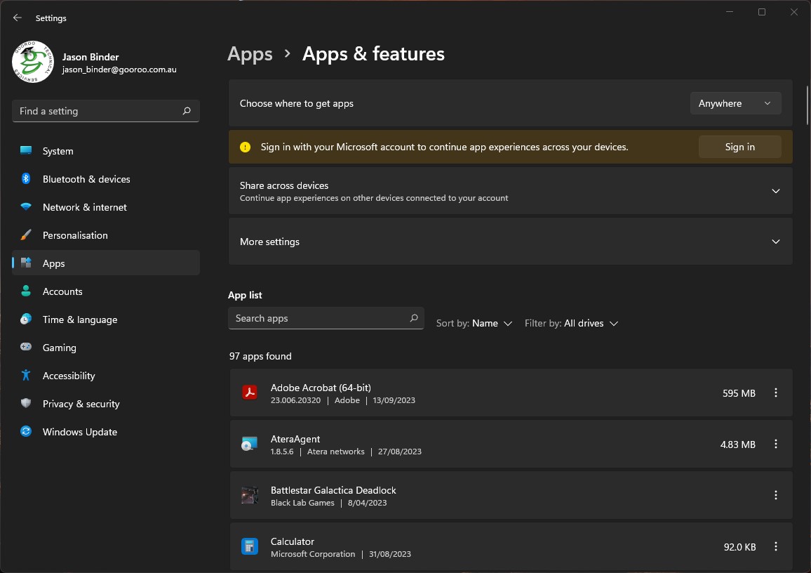 Windows Apps & Features