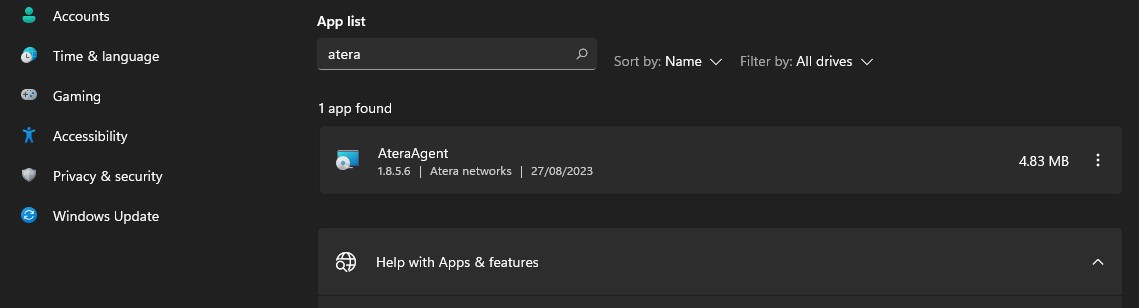Windows AteraAgent app